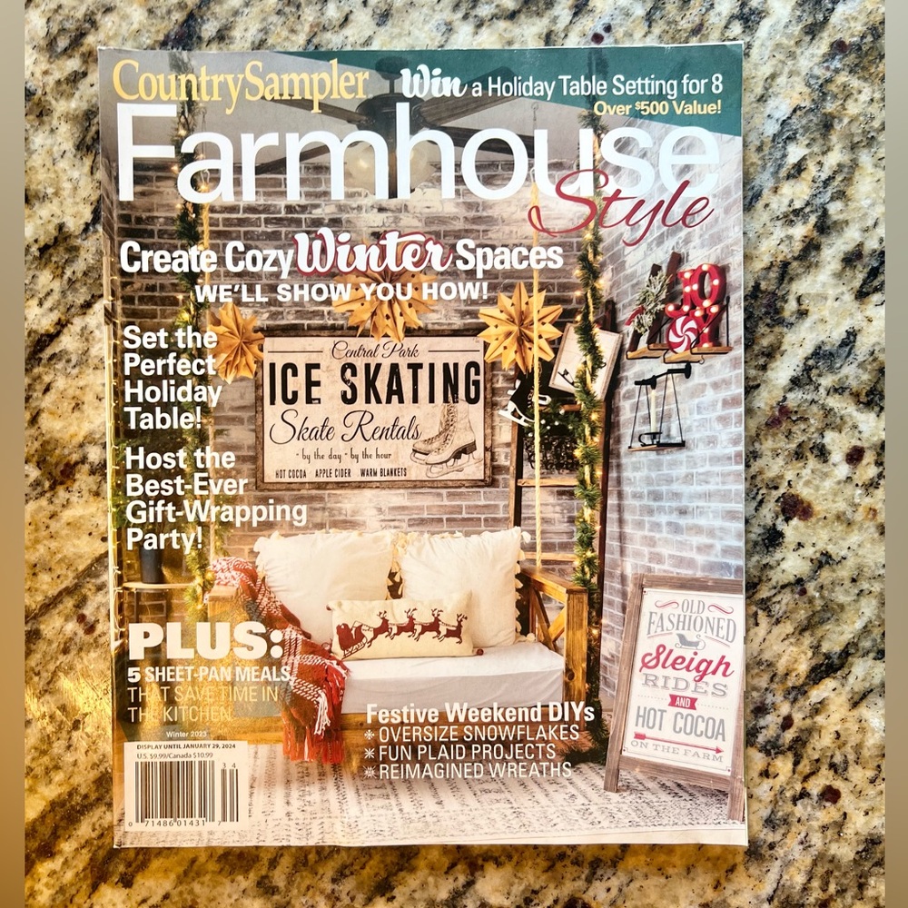 Country Sampler Farmhouse Style Magazine Winter 2024 - Christmas Decor DIY Ideas